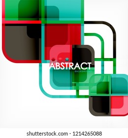 Square geometric abstract background, paper art design for cover design, book template, poster, cd cover illustration, flyer, website background