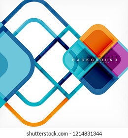 Square geometric abstract background, paper art design for cover design, book template, poster, cd cover illustration, flyer, website background