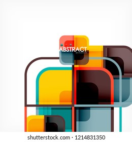 Square geometric abstract background, paper art design for cover design, book template, poster, cd cover illustration, flyer, website background