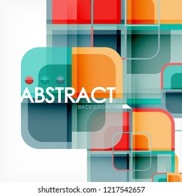 Square geometric abstract background, paper art design for cover design, book template, poster, cd cover illustration, flyer, website background