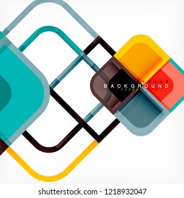 Square geometric abstract background, paper art design for cover design, book template, poster, cd cover illustration, flyer, website background