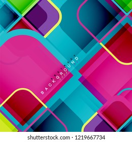 Square geometric abstract background, paper art design for cover design, book template, poster, cd cover illustration, flyer, website background