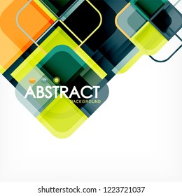 Square geometric abstract background, paper art design for cover design, book template, poster, cd cover illustration, flyer, website background