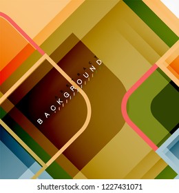 Square geometric abstract background, paper art design for cover design, book template, poster, cd cover illustration, flyer, website background