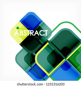 Square geometric abstract background, paper art design for cover design, book template, poster, cd cover illustration, flyer, website background