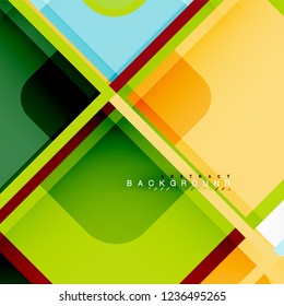 Square geometric abstract background, paper art design for cover design, book template, poster, cd cover illustration, flyer, website background