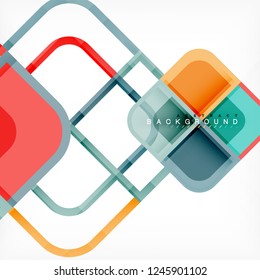 Square geometric abstract background, paper art design for cover design, book template, poster, cd cover illustration, flyer, website background