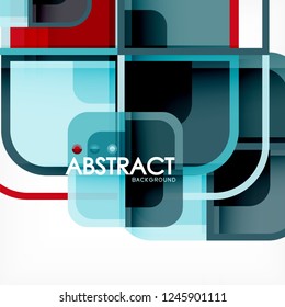 Square geometric abstract background, paper art design for cover design, book template, poster, cd cover illustration, flyer, website background