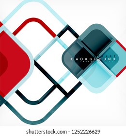 Square geometric abstract background, paper art design for cover design, book template, poster, cd cover illustration, flyer, website background