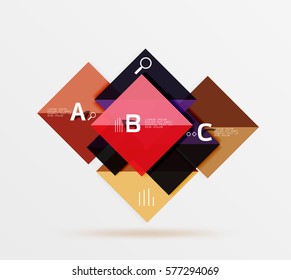Square geometric abstract background. Vector template background for workflow layout, diagram, number options or web design