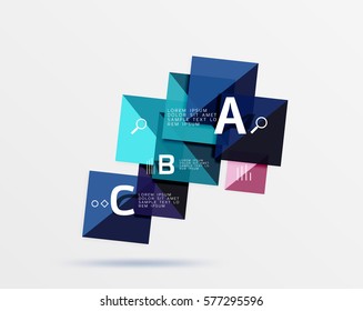 Square geometric abstract background. Vector template background for workflow layout, diagram, number options or web design