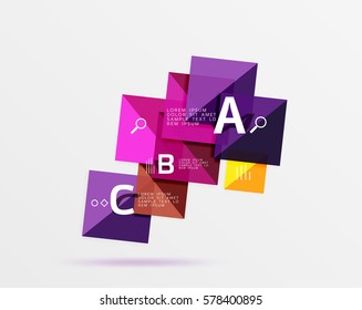 Square geometric abstract background. Vector template background for workflow layout, diagram, number options or web design