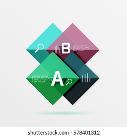 Square geometric abstract background. Vector template background for workflow layout, diagram, number options or web design