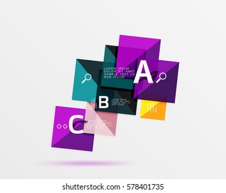 Square geometric abstract background. Vector template background for workflow layout, diagram, number options or web design