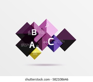 Fondo abstracto geométrico cuadrado. Fondo de plantilla de vector para diseño de flujo de trabajo, diagrama, opciones de número o diseño web