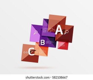 Fondo abstracto geométrico cuadrado. Fondo de plantilla de vector para diseño de flujo de trabajo, diagrama, opciones de número o diseño web