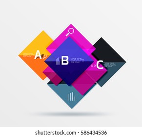 Square geometric abstract background. Vector template background for workflow layout, diagram, number options or web design