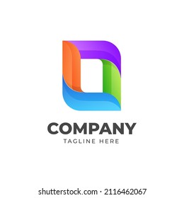 Square geometric abstract modern logo design with colorful gradient colorSquare geometric abstract modern logo design with colorful gradient color