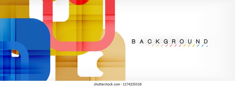 Square geometric background, multicolored template for business or technology presentation or web brochure cover layout, vector wallpaper.