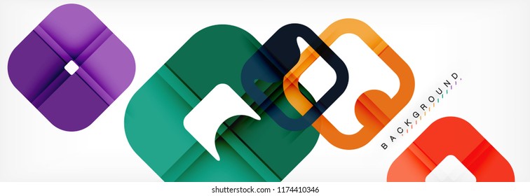 Square geometric background, multicolored template for business or technology presentation or web brochure cover layout, vector wallpaper.
