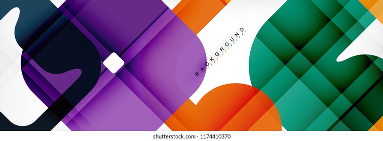 Square geometric background, multicolored template for business or technology presentation or web brochure cover layout, vector wallpaper.