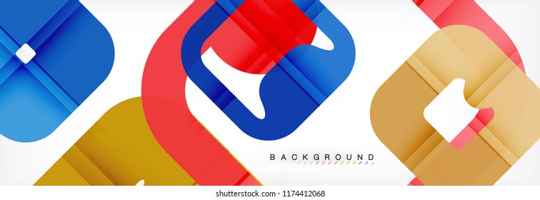 Square geometric background, multicolored template for business or technology presentation or web brochure cover layout, vector wallpaper.
