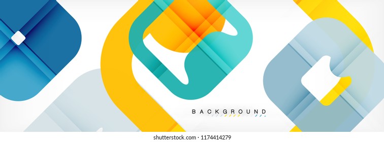 Square geometric background, multicolored template for business or technology presentation or web brochure cover layout, vector wallpaper.