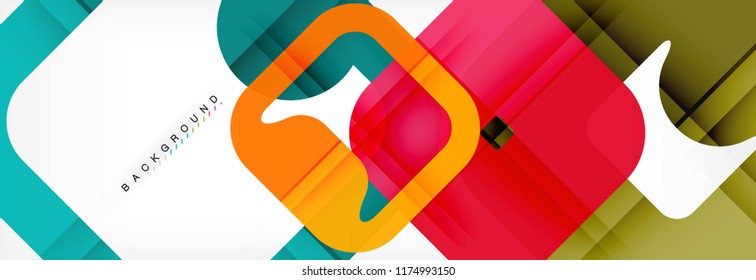 Square geometric background, multicolored template for business or technology presentation or web brochure cover layout, vector wallpaper.