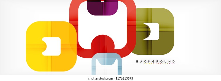 Square geometric background, multicolored template for business or technology presentation or web brochure cover layout, vector wallpaper.