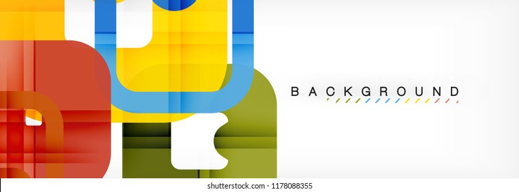 Square geometric background, multicolored template for business or technology presentation or web brochure cover layout, vector wallpaper.