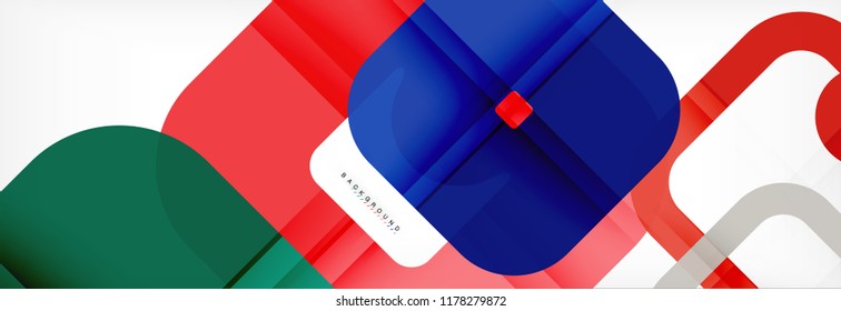 Square geometric background, multicolored template for business or technology presentation or web brochure cover layout, vector wallpaper.