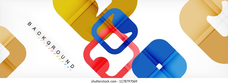 Square geometric background, multicolored template for business or technology presentation or web brochure cover layout, vector wallpaper.