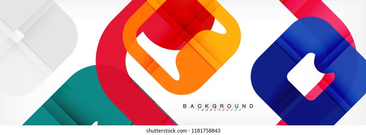 Square geometric background, multicolored template for business or technology presentation or web brochure cover layout, vector wallpaper.