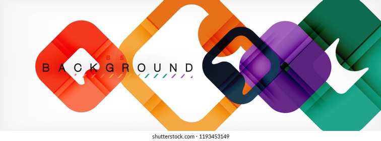 Square geometric background, multicolored template for business or technology presentation or web brochure cover layout, vector wallpaper.