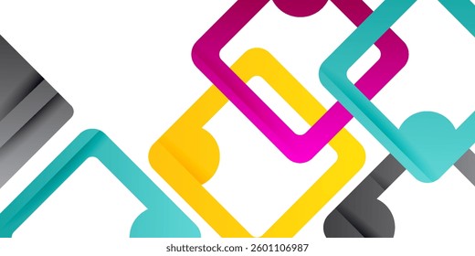 Square geometric background, multicolored template for business or technology presentation or web brochure cover layout, vector wallpaper.