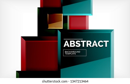 Square geometric background, vector modern template