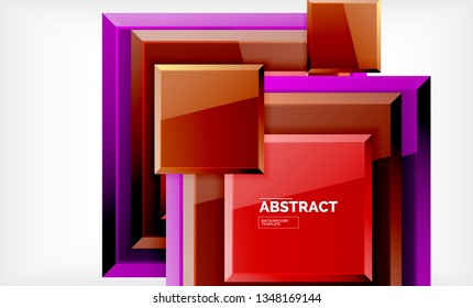 Square geometric background, vector modern template