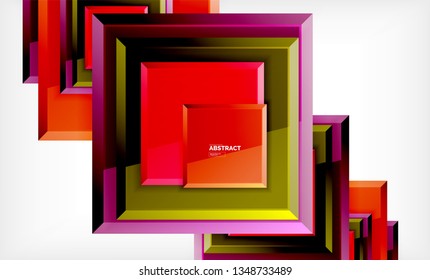 Square geometric background, vector modern template