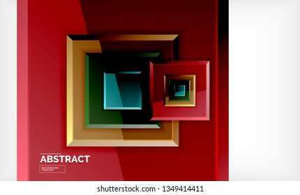 Square geometric background, vector modern template