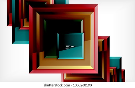 Square geometric background, vector modern template