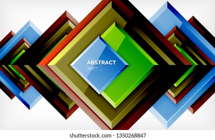 Square geometric background, vector modern template