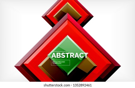 Square geometric background, vector modern template