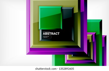 Fondo geométrico cuadrado, plantilla vectorial moderna