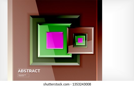 Square geometric background, vector modern template