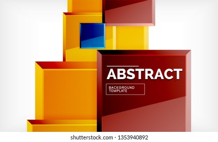 Square geometric background, vector modern template