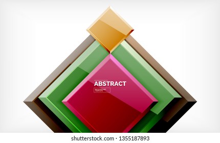 Square geometric background, vector modern template