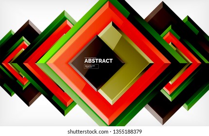 Square geometric background, vector modern template