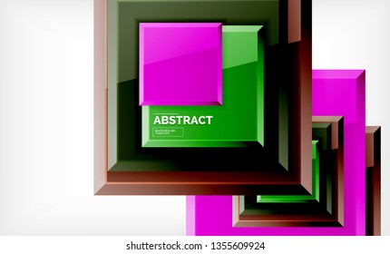 Square geometric background, vector modern template