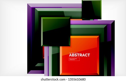 Square geometric background, vector modern template