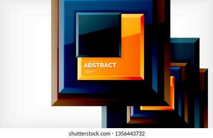 Square geometric background, vector modern template